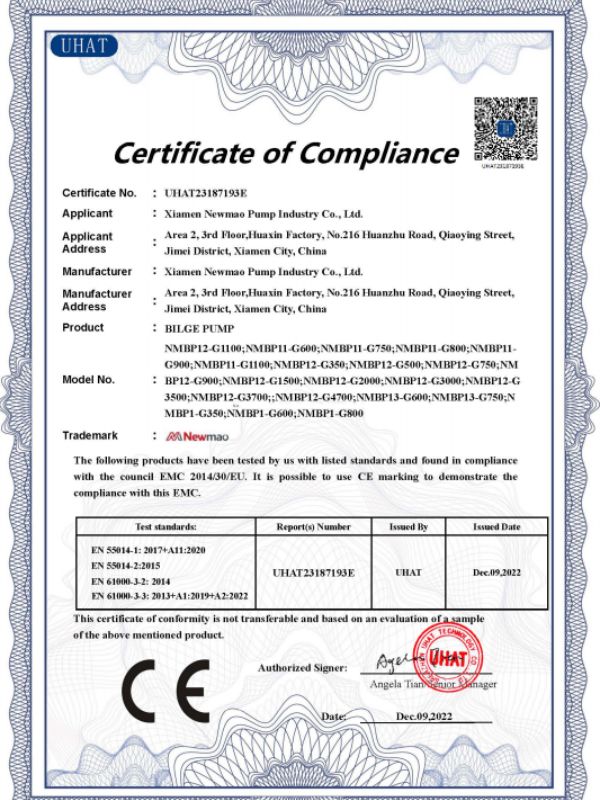 pompe de cale certification CE